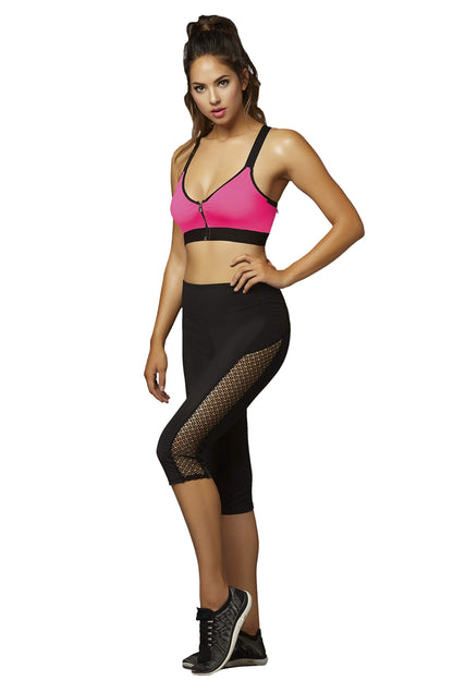 Hot Pink Sports Bra Elastic Trim X-Large