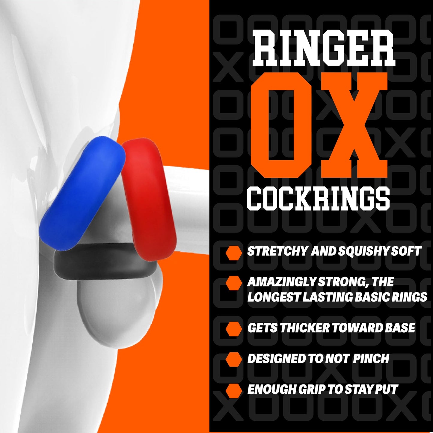 OxBalls Ringer 3 Pack Cock Ring Multi Coloured