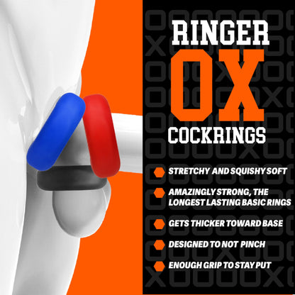 OxBalls Ringer 3 Pack Cock Ring Multi Coloured