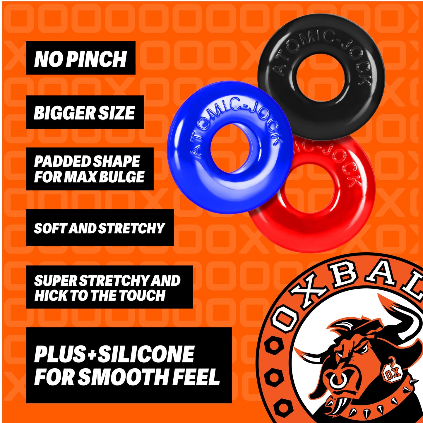 OxBalls Ringer 3 Pack Cock Ring Multi Coloured