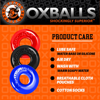 OxBalls Ringer 3 Pack Cock Ring Multi Coloured
