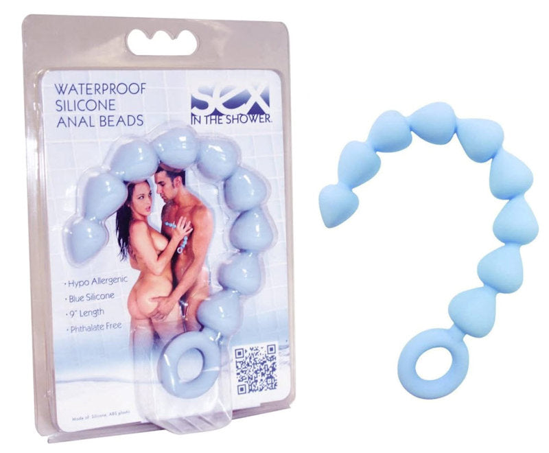 Sex In The Shower Blue Silicone Anal Beads