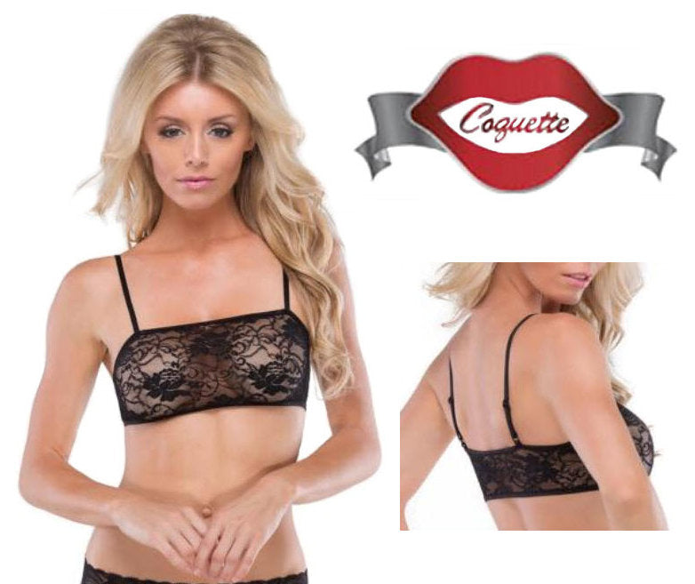 Coquette Bralette Black Floral OS