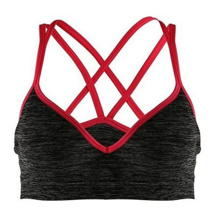 Grey Push-Up Sports Bra Strappy Back Large