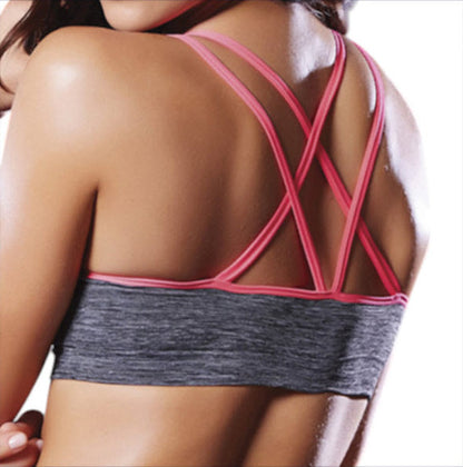Grey Push-Up Sports Bra Strappy Back Large