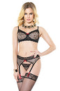 Coquette Leopard Bra, Panty & Garter Set