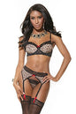 Coquette Leopard Bra, Panty & Garter Set