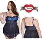Babydoll & G-String Black/Blue XL