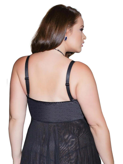 Babydoll & G-String Black/Blue XL